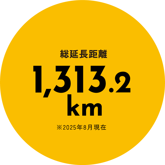 総延長距離 1,313.2km ※2025年8月現在
