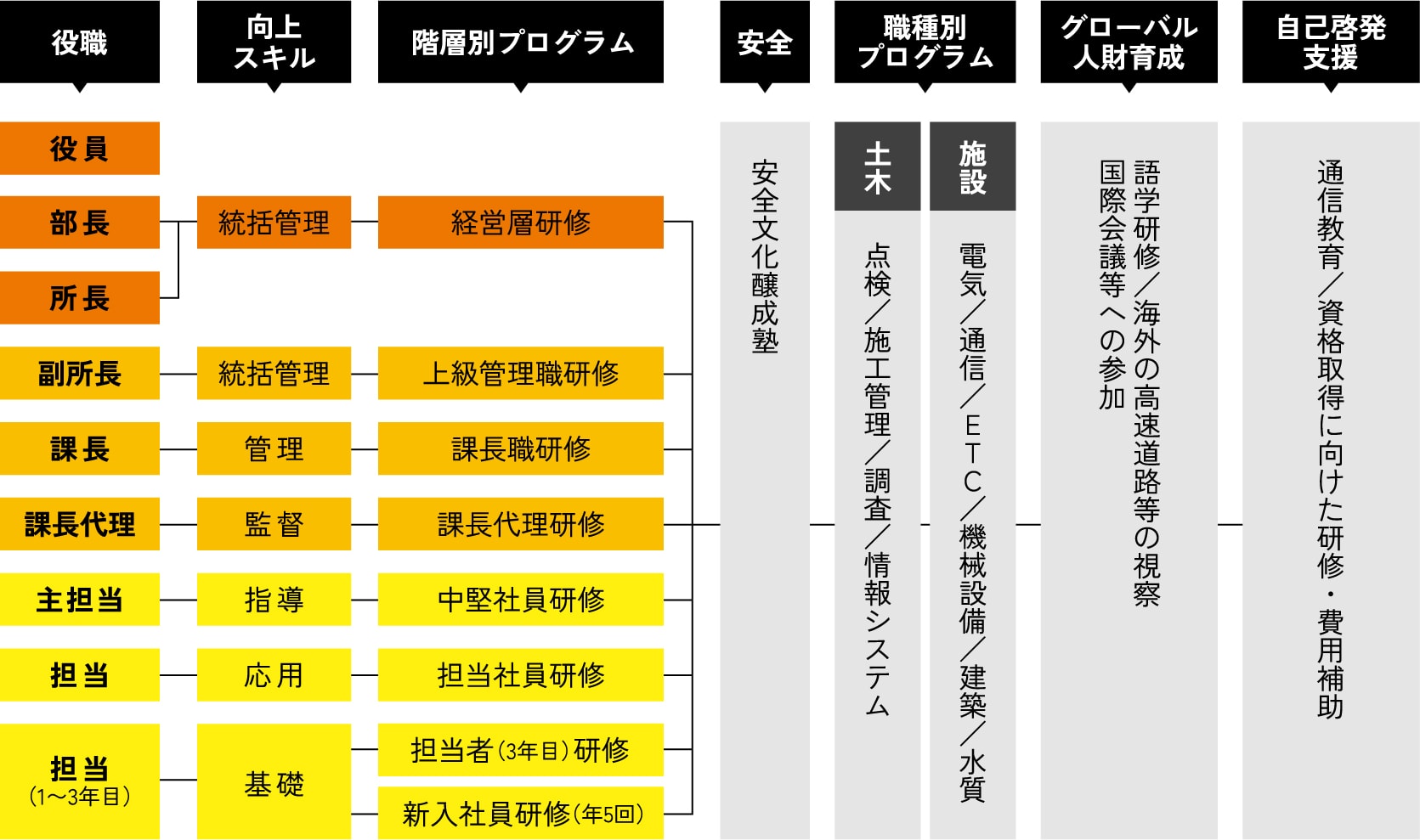 階層別プログラム研修の図